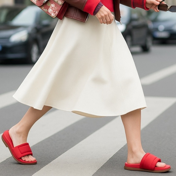 Olukai Sunbeam Slide Sandals Women’s Size 8 W Lehua Flower Red NWT - Picture 1 of 9